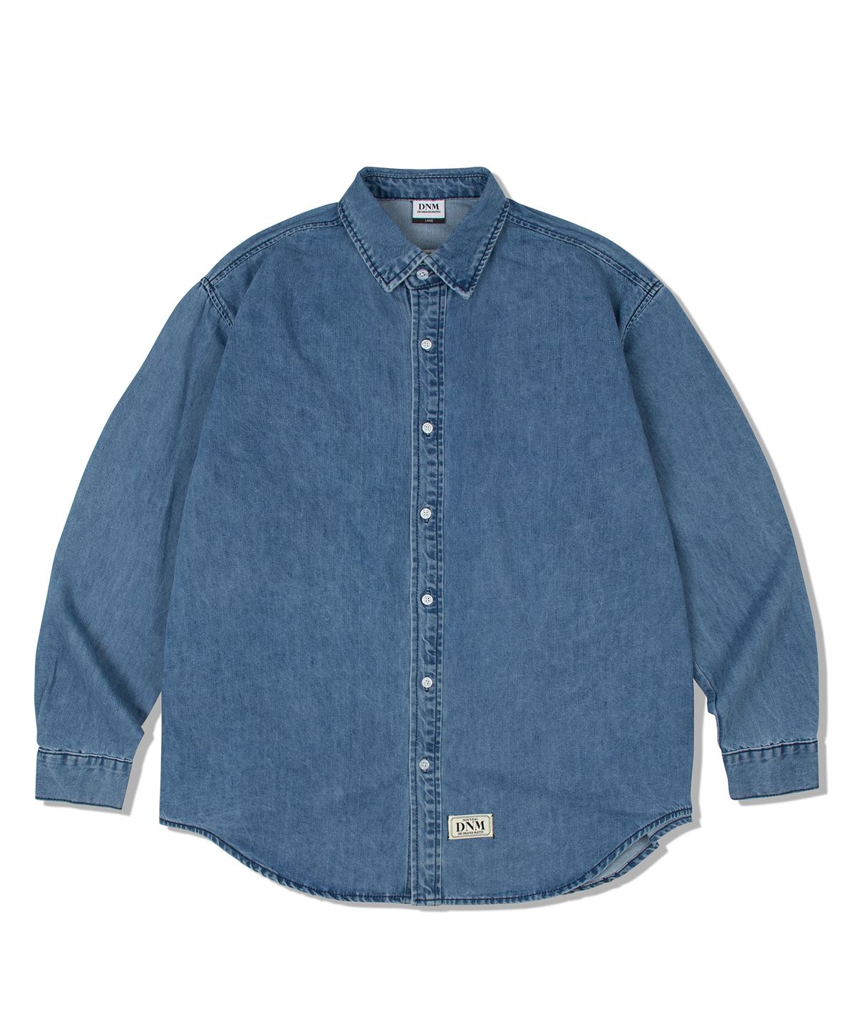 디 그랜드 마틴(DE GRAND MATIN) OVER FIT LOGO DENIM SHIRT_MEDIUM BLUE
