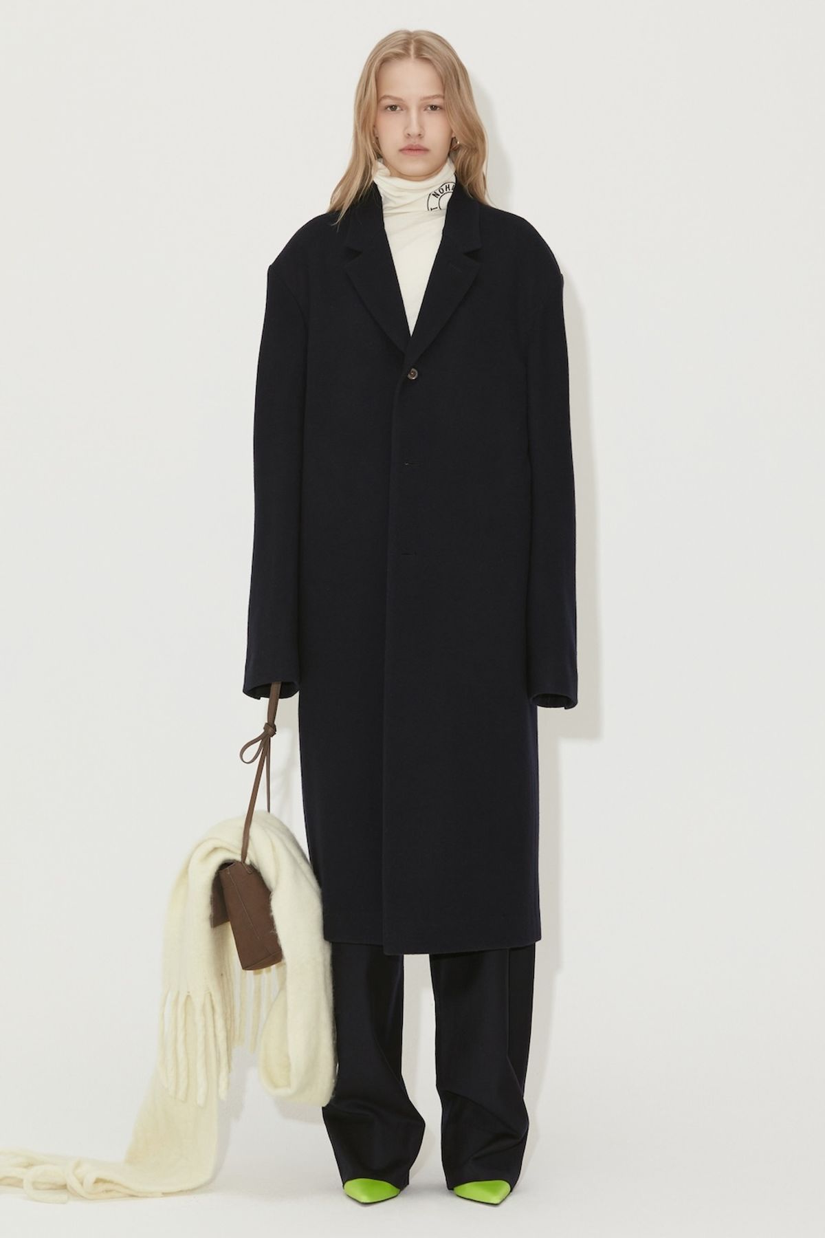 노앙(NOHANT) WOOL SINGLE LONG COAT NAVY
