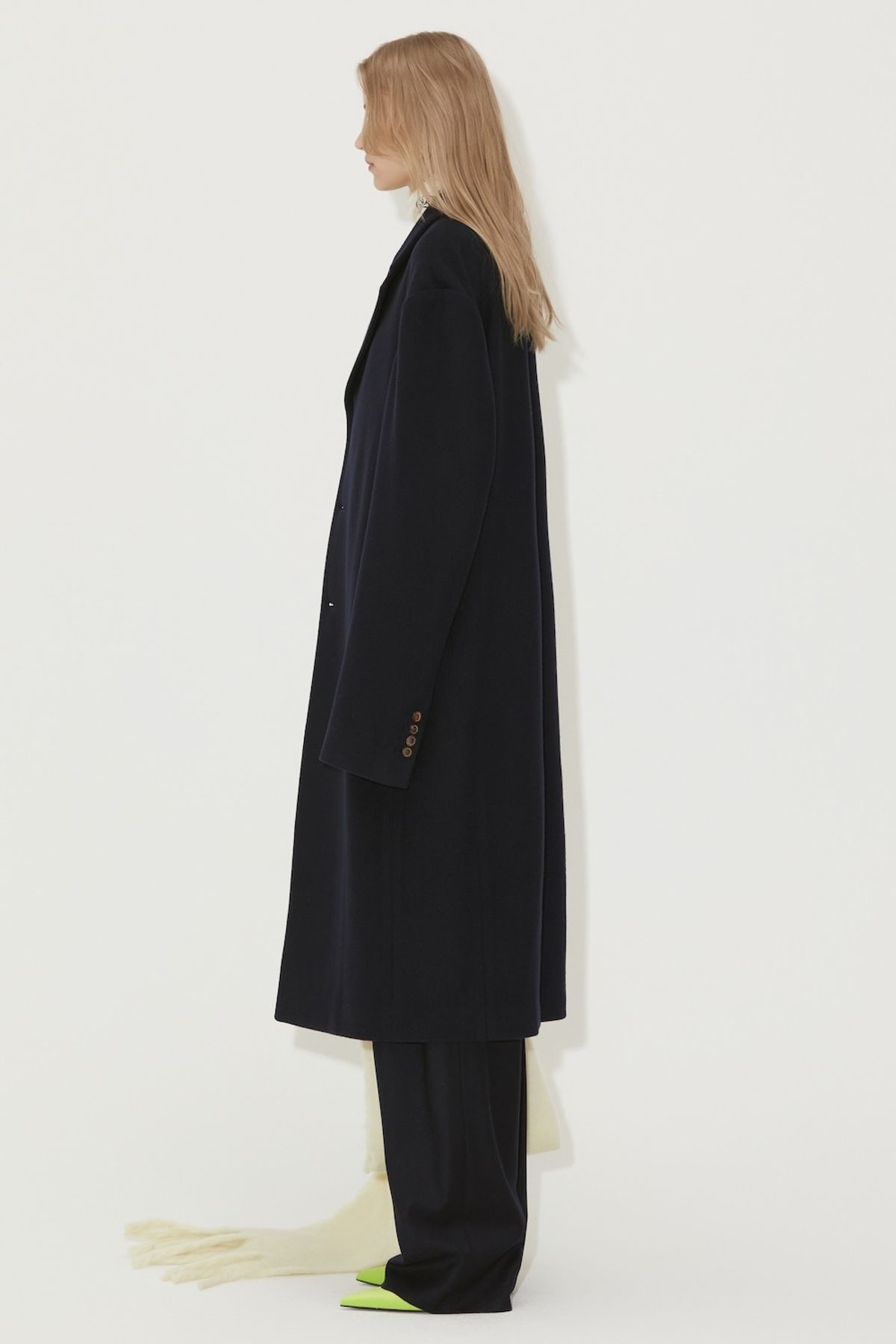 노앙(NOHANT) WOOL SINGLE LONG COAT NAVY
