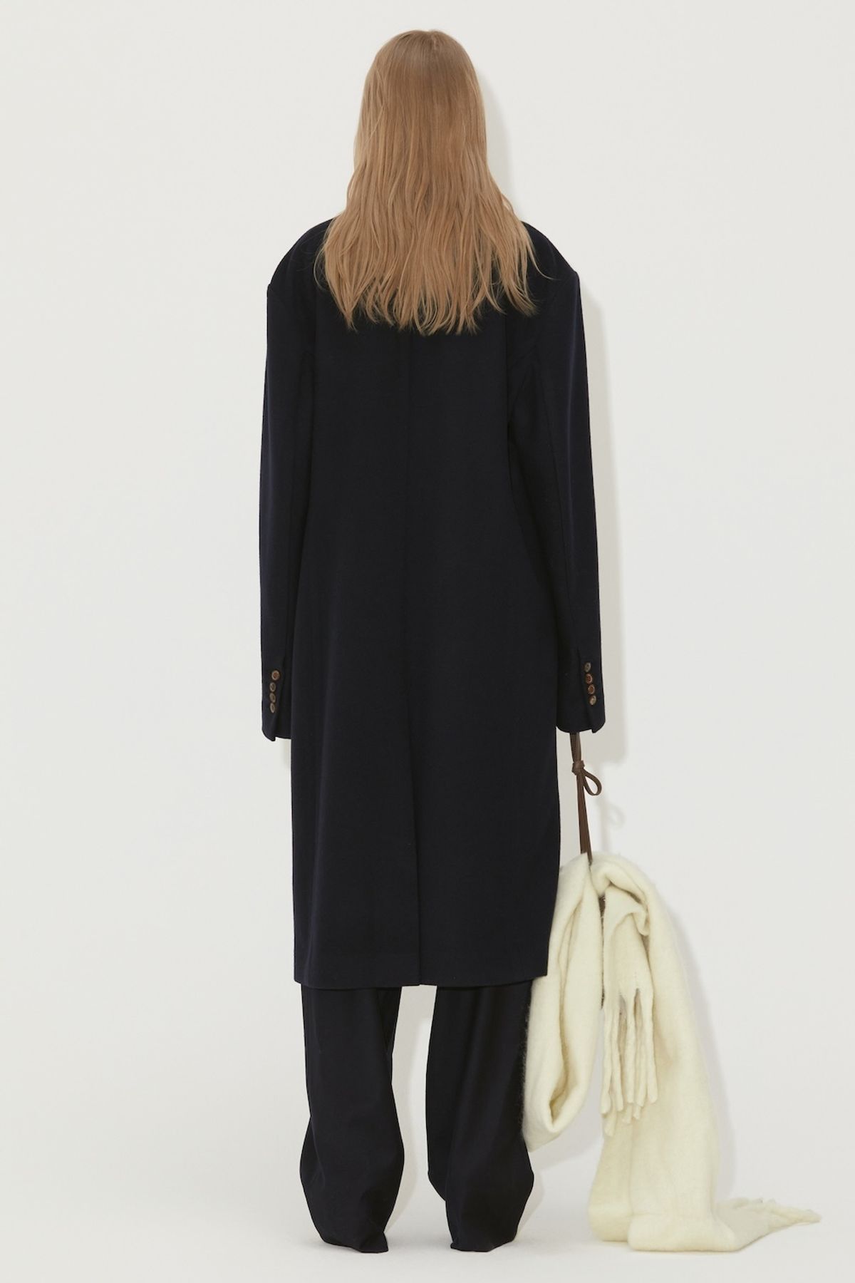 노앙(NOHANT) WOOL SINGLE LONG COAT NAVY