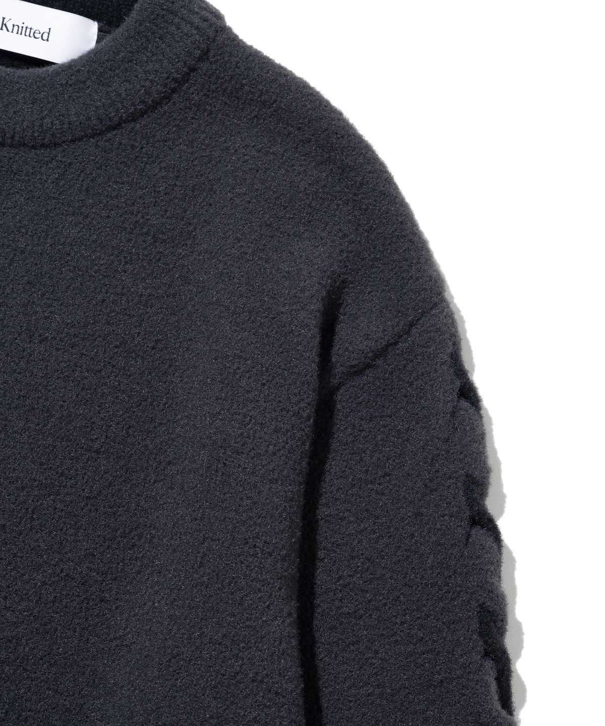 니티드(KNITTED) 슬리브 케이블 투톤 니트 GREY/BLACK