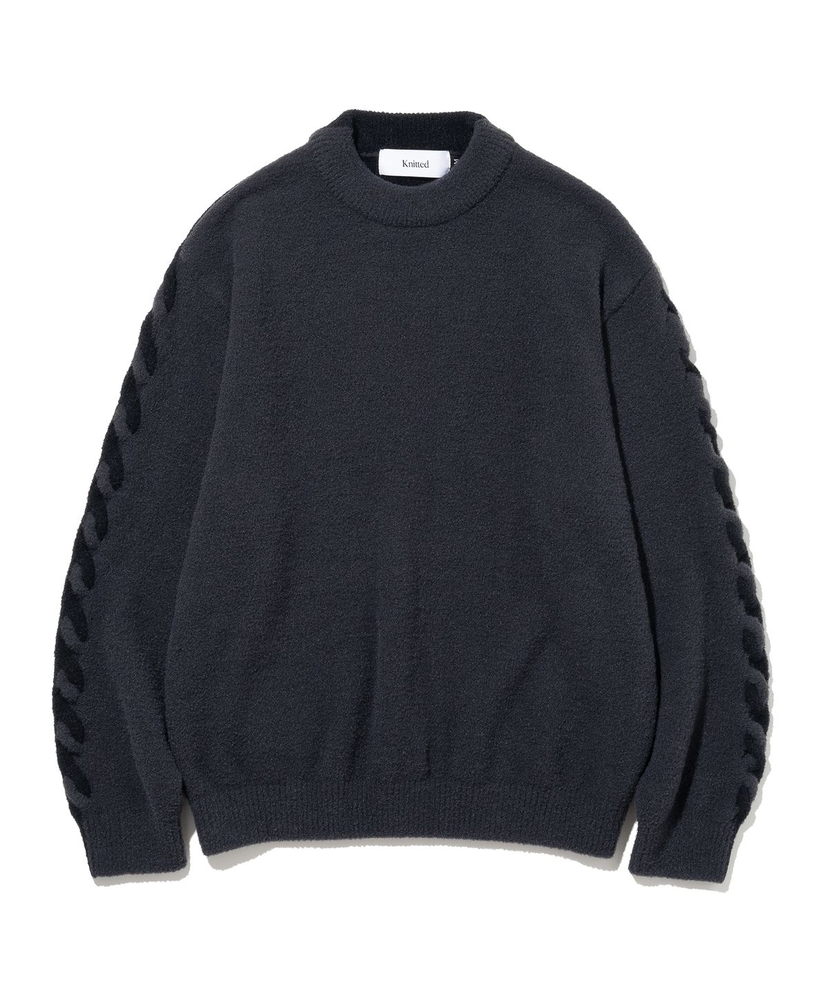 니티드(KNITTED) 슬리브 케이블 투톤 니트 GREY/BLACK