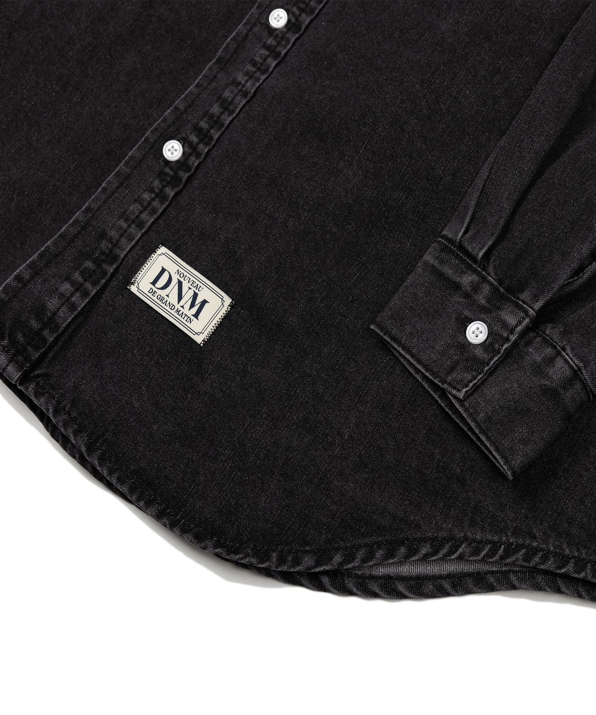 디 그랜드 마틴(DE GRAND MATIN) OVER FIT LOGO DENIM SHIRT_BLACK