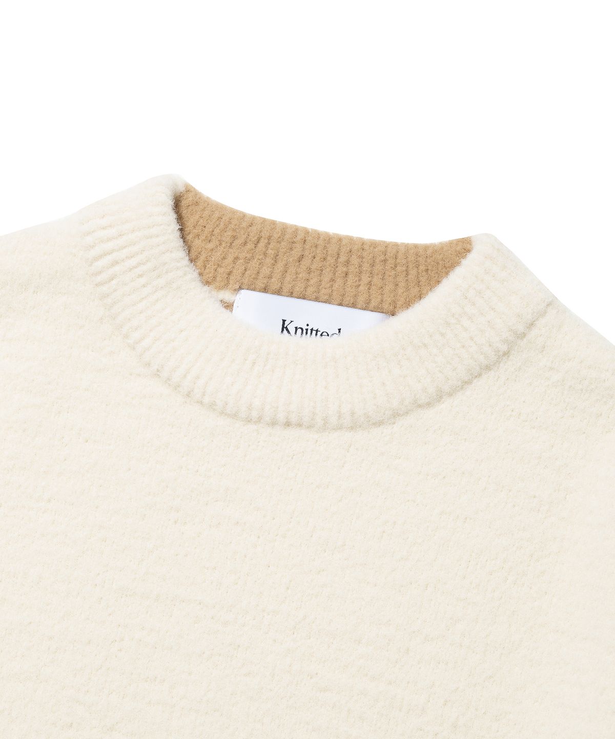 니티드(KNITTED) 슬리브 케이블 투톤 니트 IVORY/BEIGE