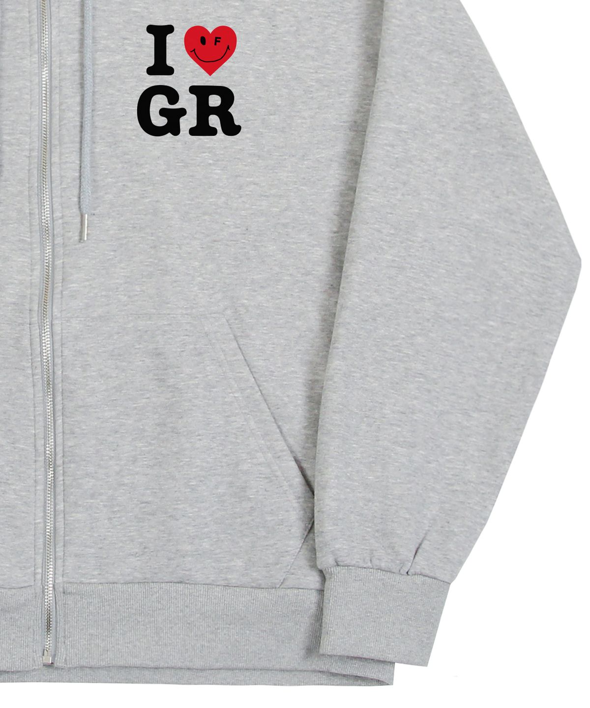 그레이버(GRAVER) [UNISEX]스몰 I 하트스마일 GR 후드집업_그레이