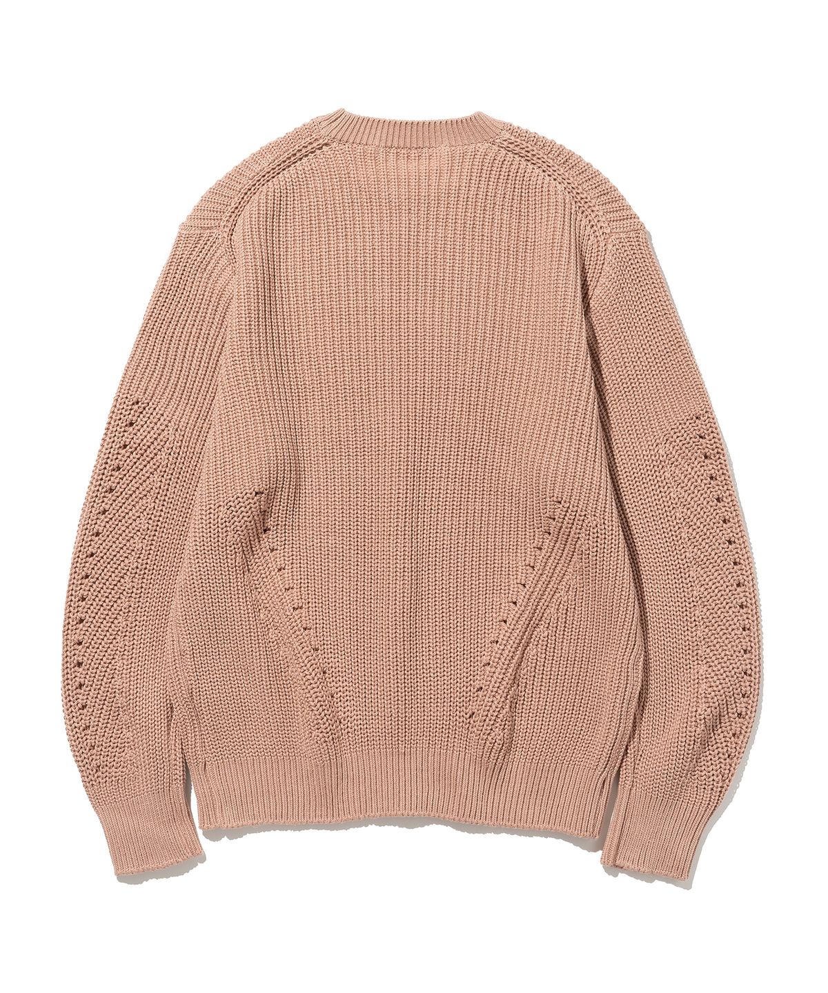 니티드(KNITTED) 코튼 와플 크루넥 니트 DUSTY PINK