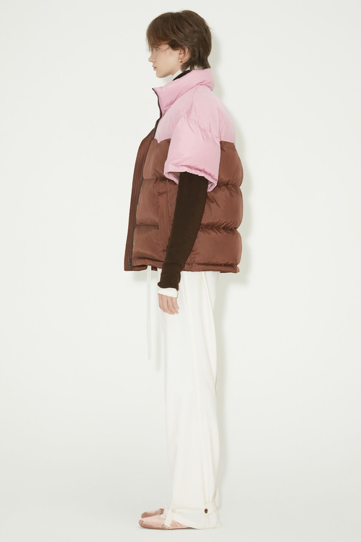 노앙(NOHANT) COLOR BLOCK SHORT SLEEVE PADDING PINK