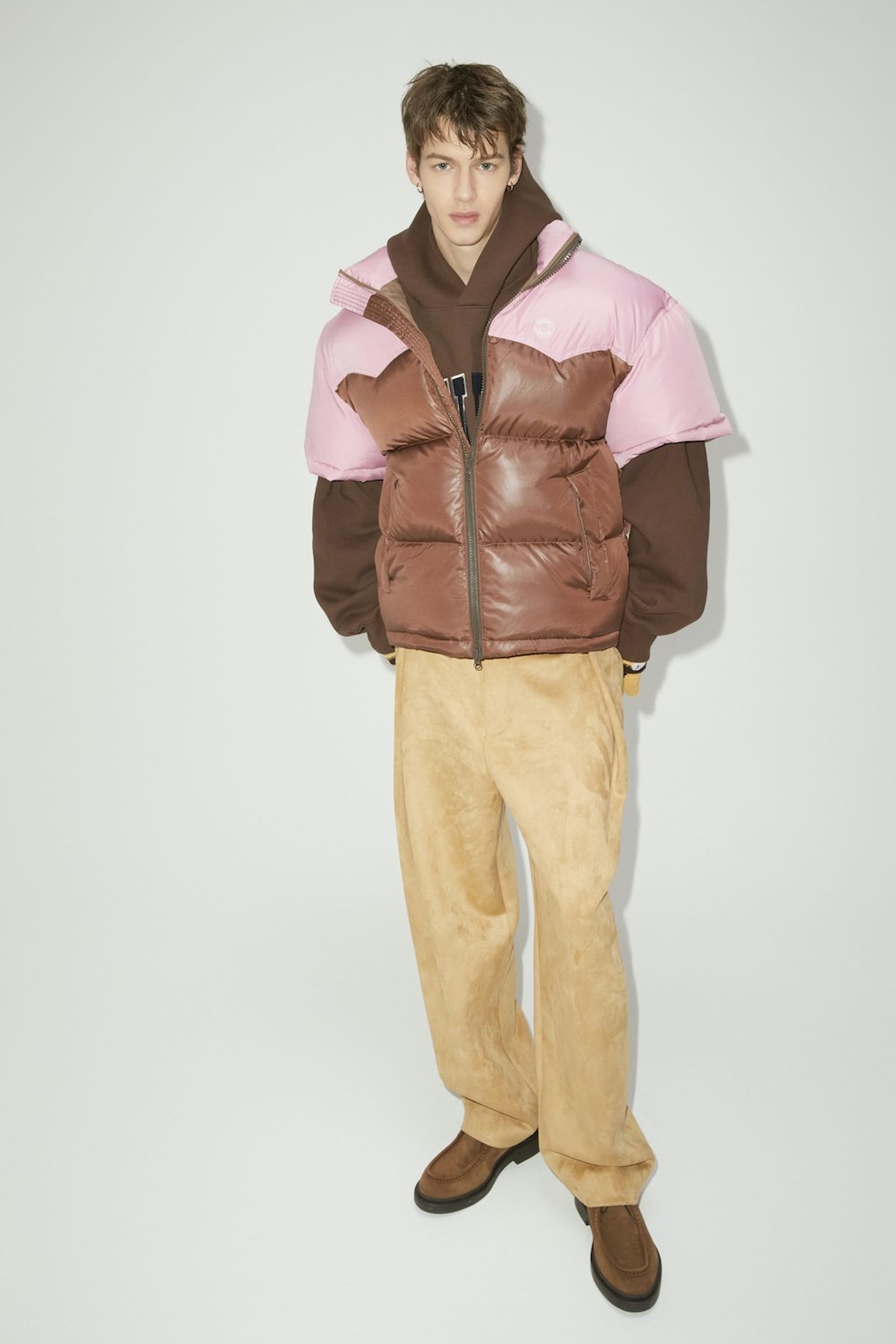 노앙(NOHANT) COLOR BLOCK SHORT SLEEVE PADDING PINK