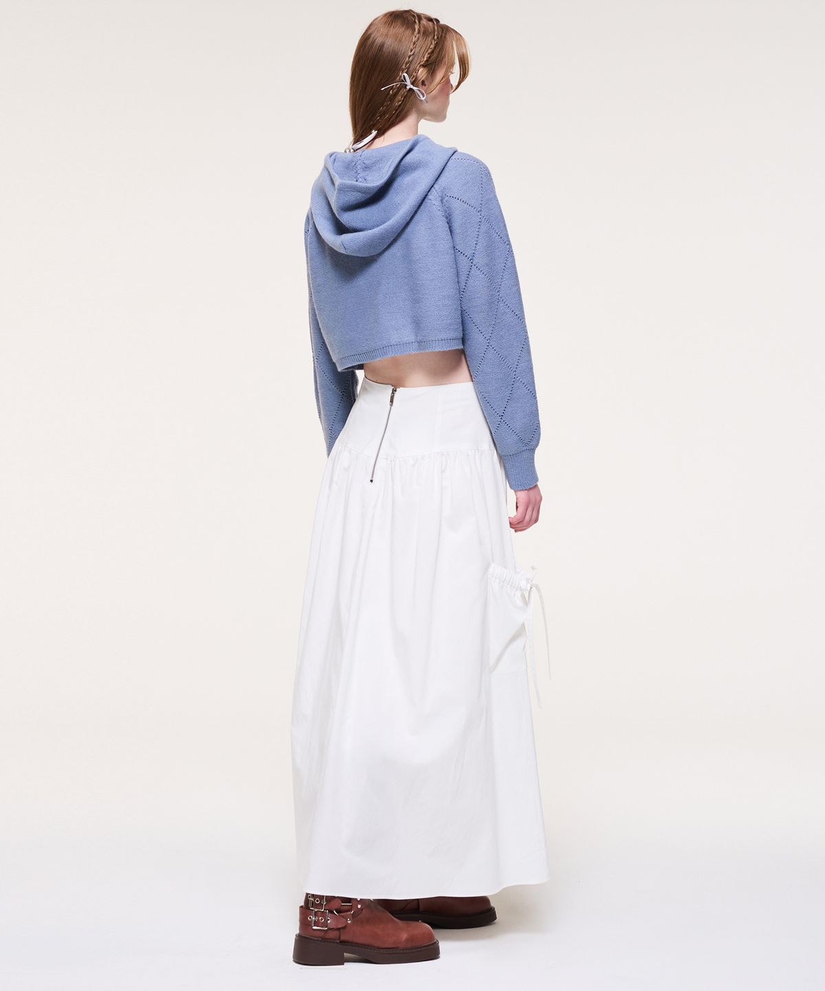 에트몽(ETMON) Shirring Pocket Long Skirt, Ivory