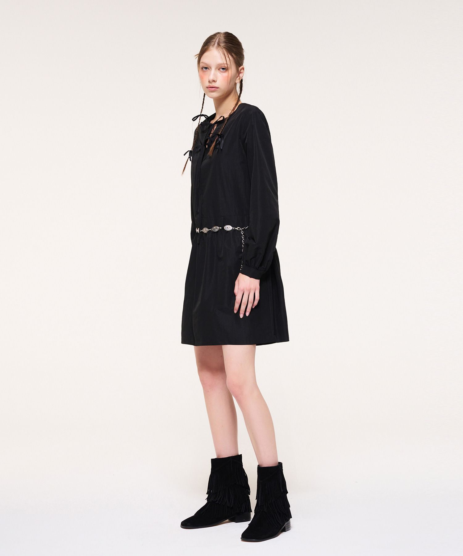 ワンピース ETMON Ribbon Strap Mini Dress, Black MUSINSA | ETMON Ribbon Strap Mini Dress, Black