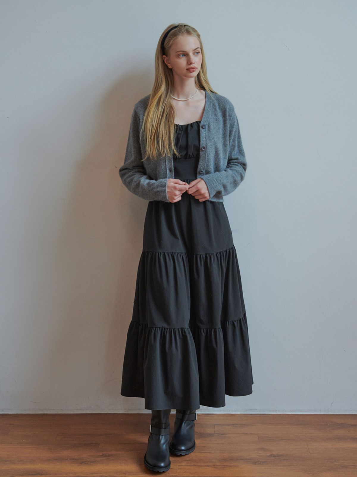 리엘(RE L) Raccoon v cardigan (gray)