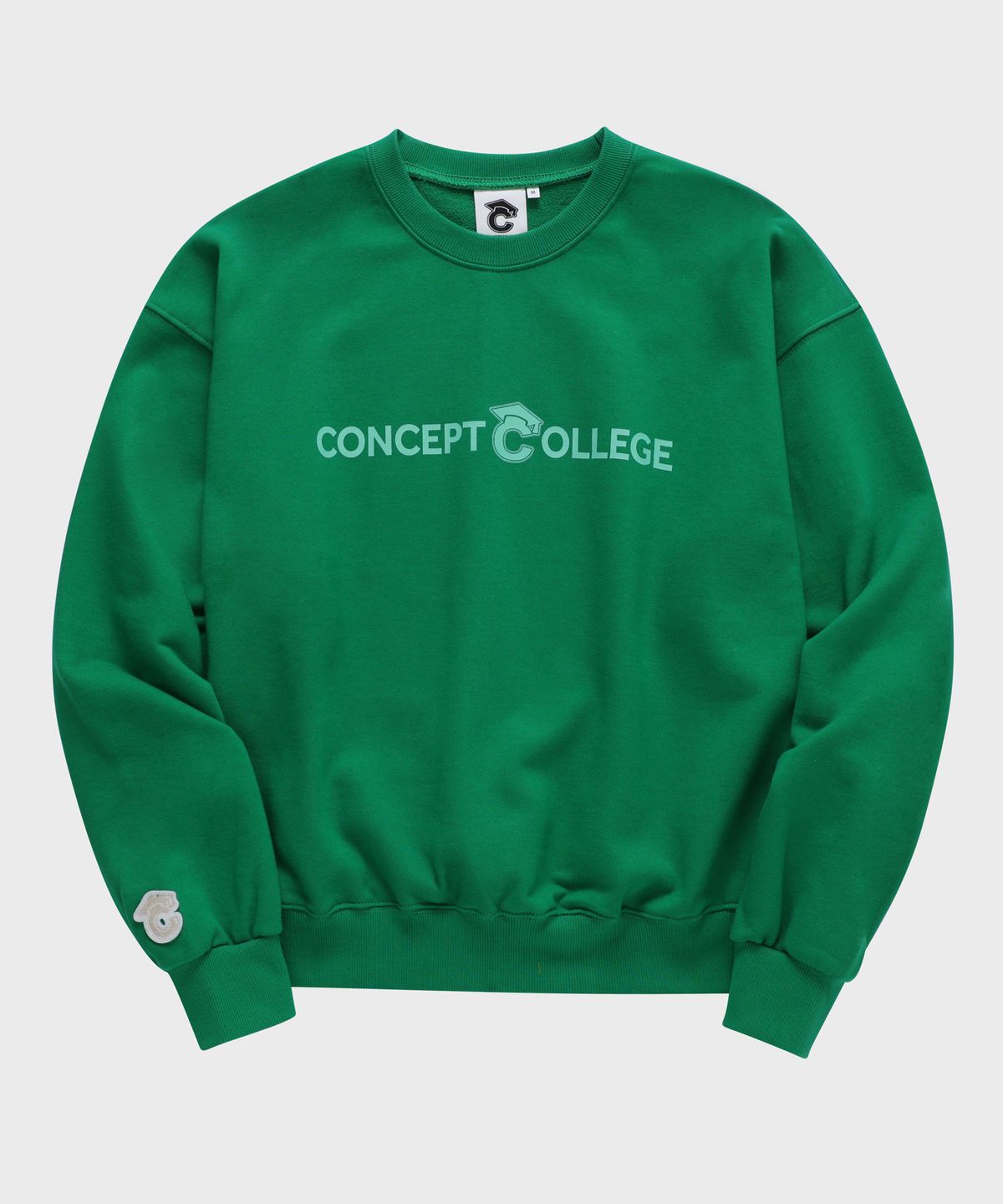 컨셉트컬리지(CONCEPTCOLLEGE) 베이직 라인 로고 그린 스웨트 셔츠 [남녀공용]