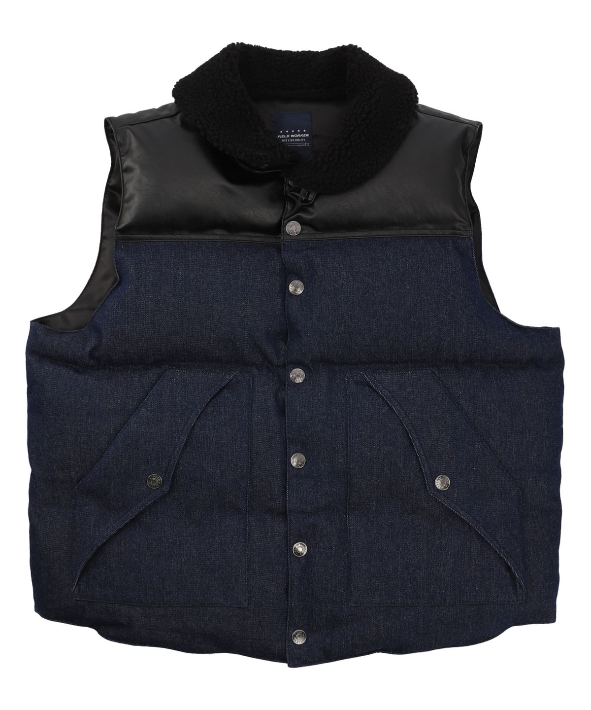 필드워커(FIELDWORKER) PADDED DENIM VEST [BLUE]