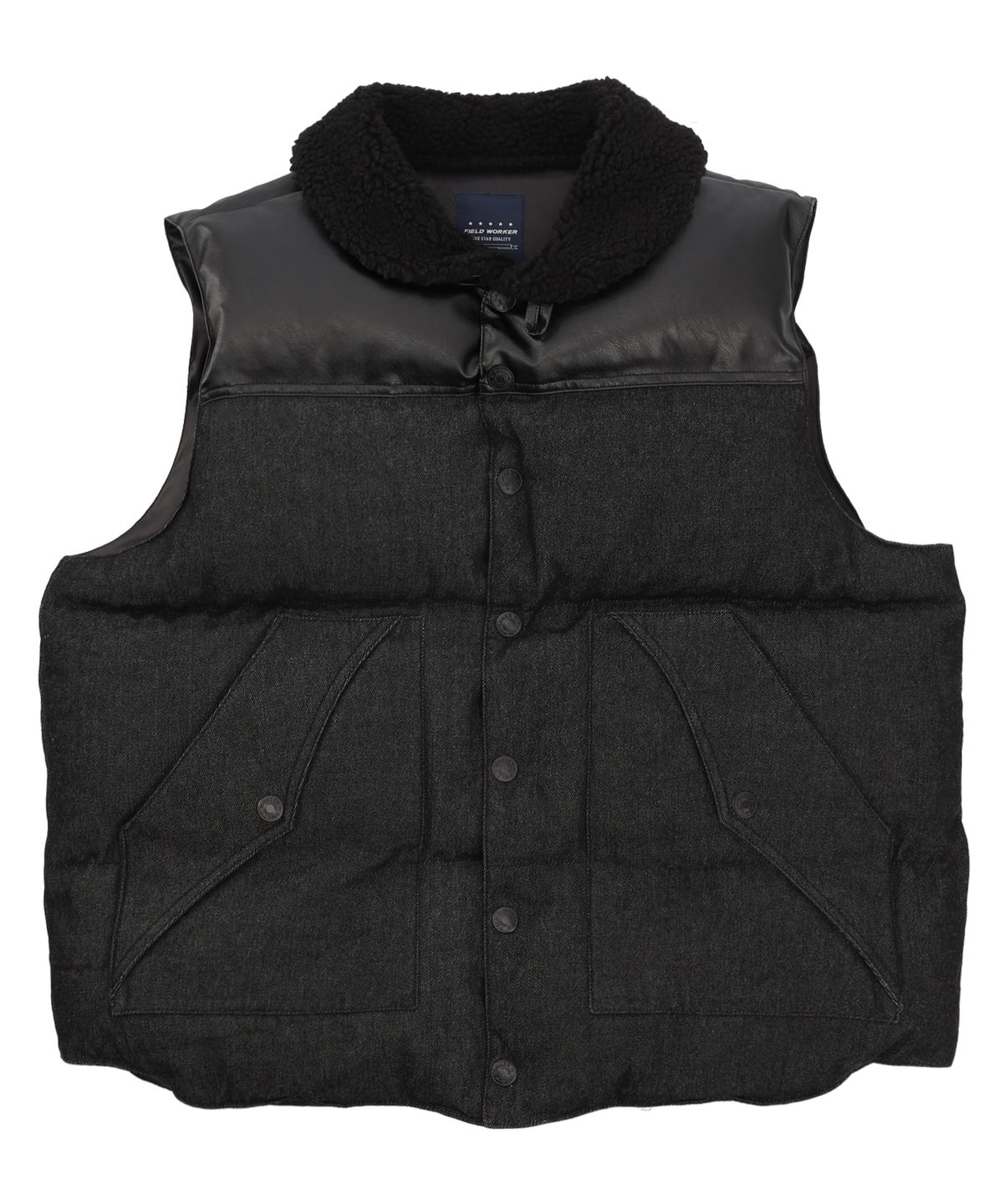 필드워커(FIELDWORKER) PADDED DENIM VEST [BLACK]