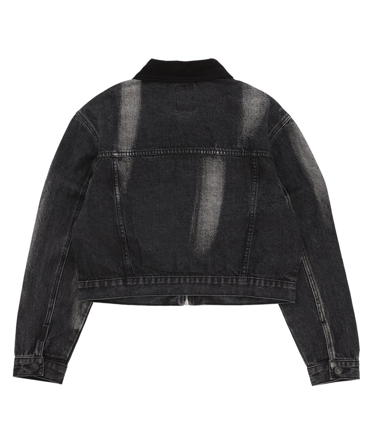 필드워커(FIELDWORKER) CORDUROY COLLAR ZIPPER DENIM JACKET [BLACK]