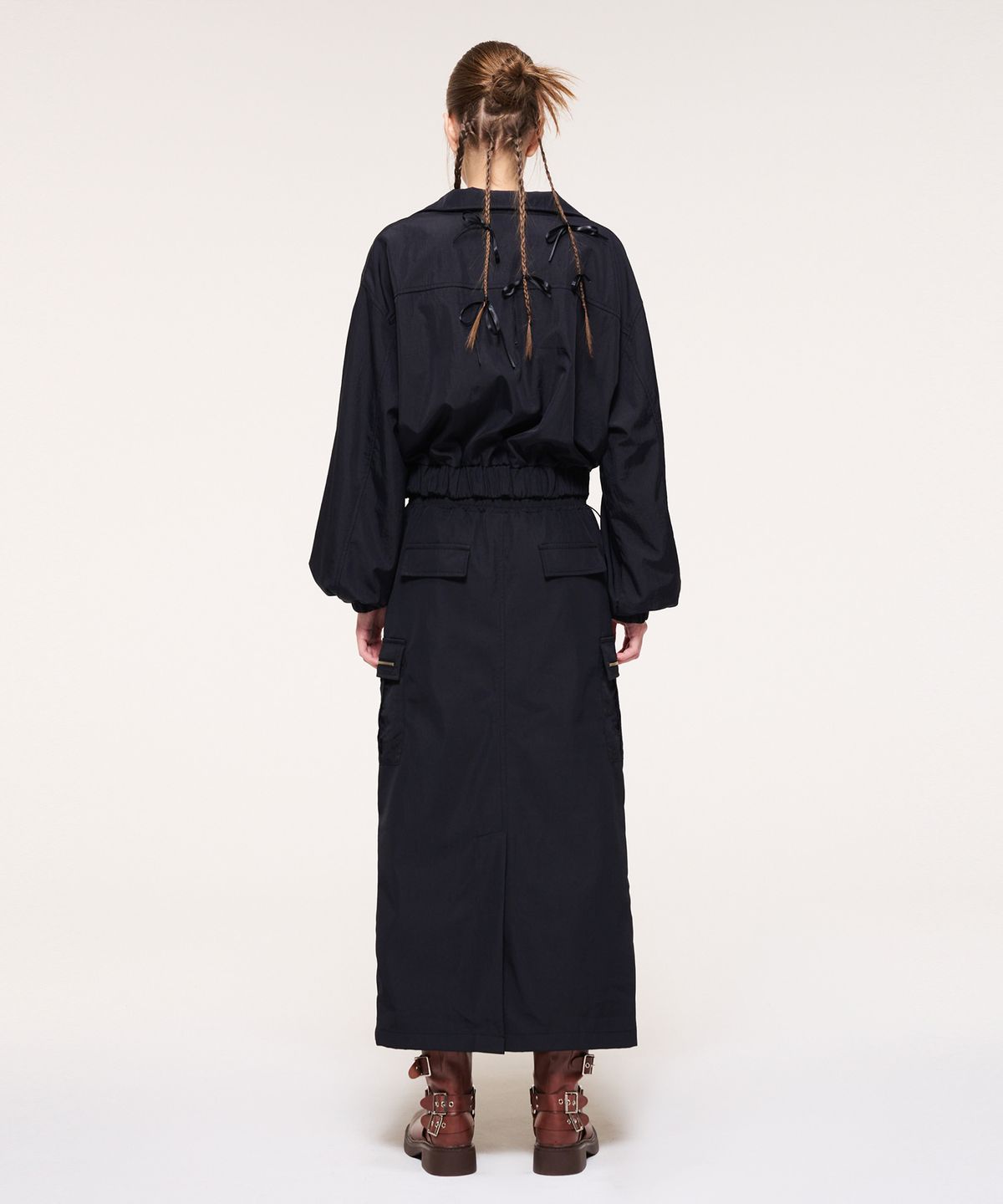에트몽(ETMON) Zipper Point Cargo Skirt, Black