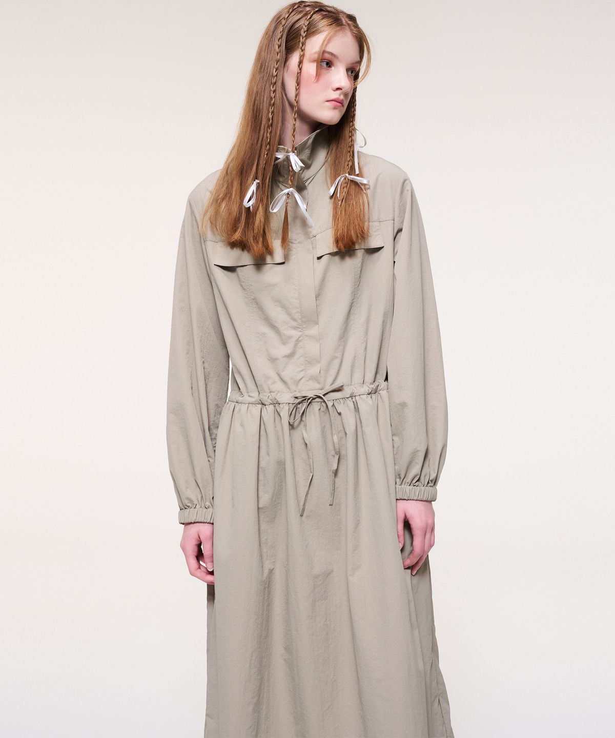 에트몽(ETMON) Wind String Long Dress, Taupe Beige