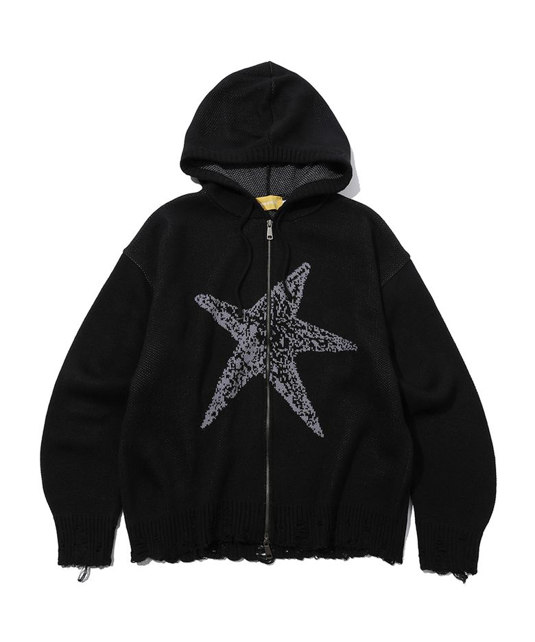 Starfish Hood Zip-up Sweater(BLACK)
