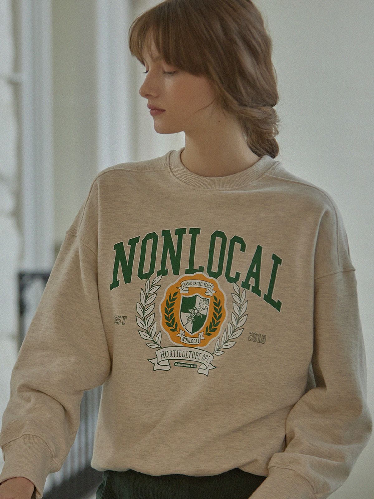 논로컬(NONLOCAL) NLC Univ Sweatshirt - Oatmeal
