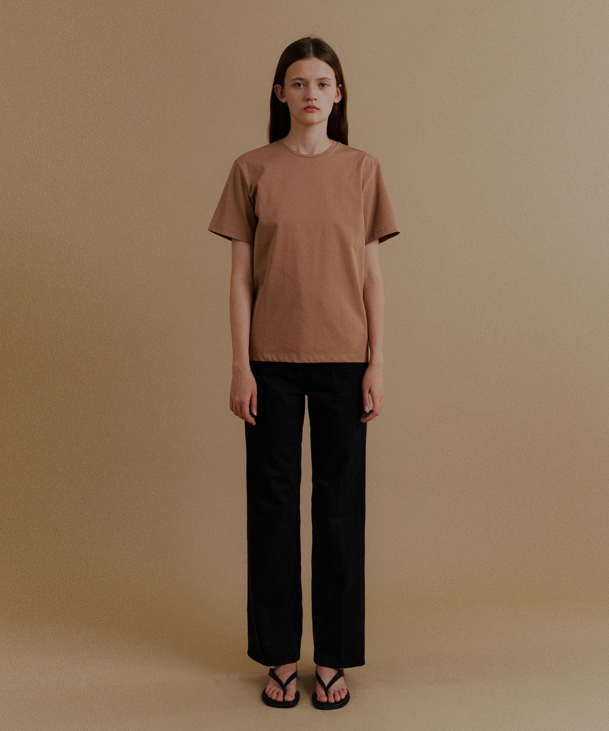 노티아(NOTIA) SILKET HALF T-SHIRTS-BROWN