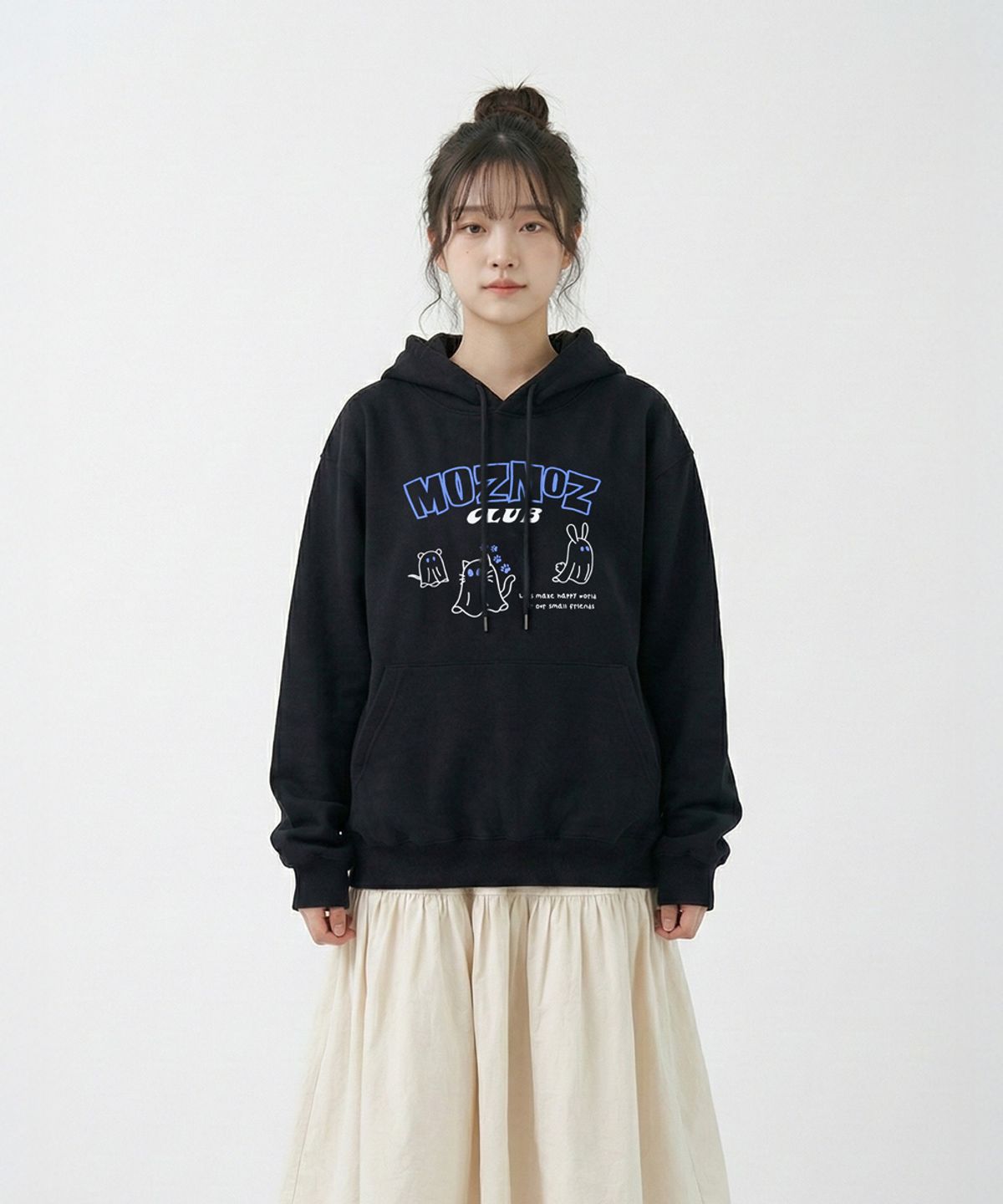 모즈모즈(MOZMOZ) 스몰프렌즈 오버핏 후드 블랙