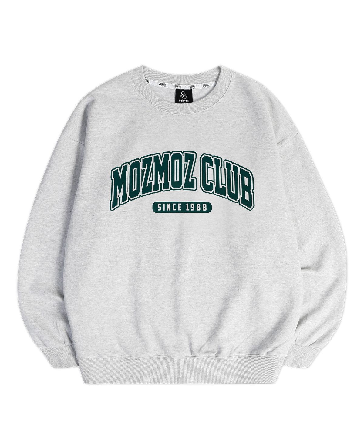 모즈모즈(MOZMOZ) 안감선택 아치로고 오버핏 맨투맨 백메란지