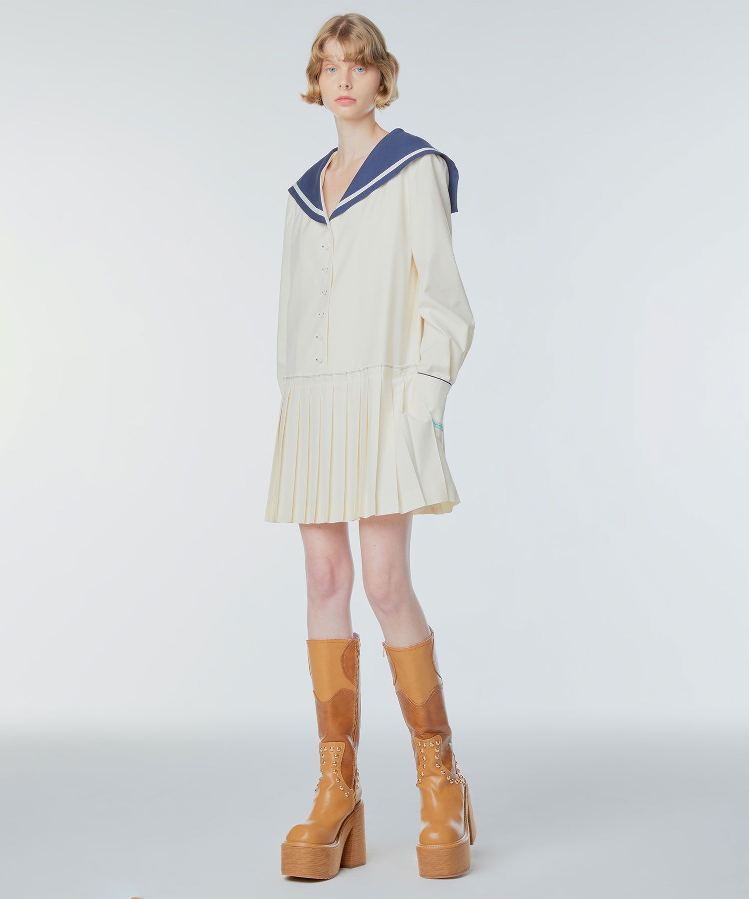 ★INSTANTFUNK★ Sailor Pleated Dress【送料0/関税0】 MUSINSA公式 | INSTANTFUNK Sailor pleated dress