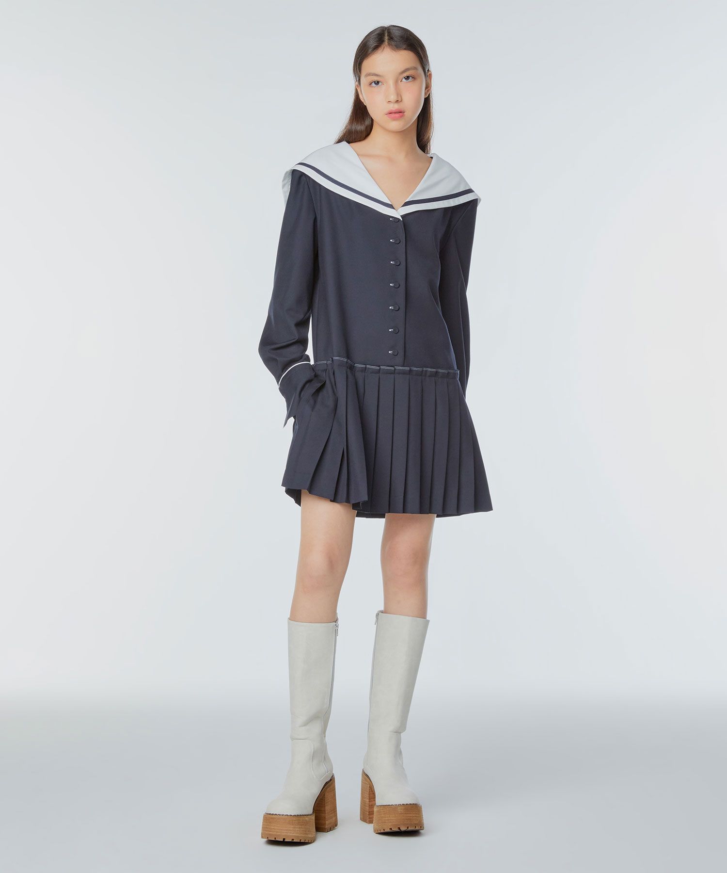 ★INSTANTFUNK★ Sailor Pleated Dress【送料0/関税0】 MUSINSA公式 | INSTANTFUNK Sailor pleated dress