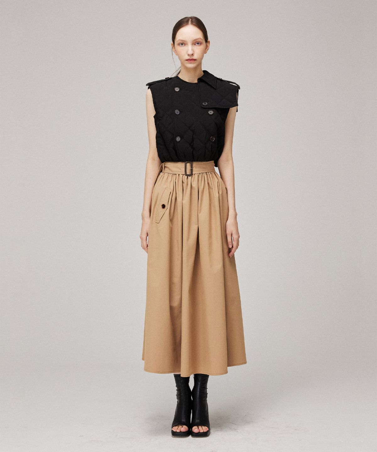 므아므(MMAM) Signature sleeveless quilting trench coat dress
