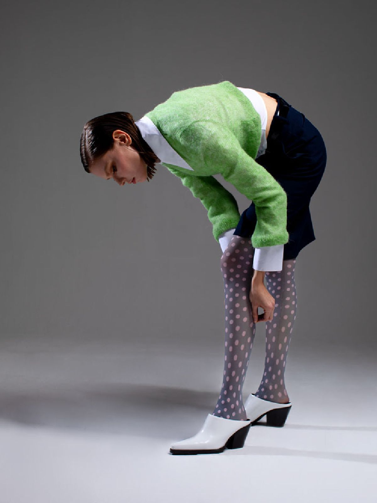로맨틱타이거(ROMANTIC TIGER) Dot Play tights (Grey Pink)
