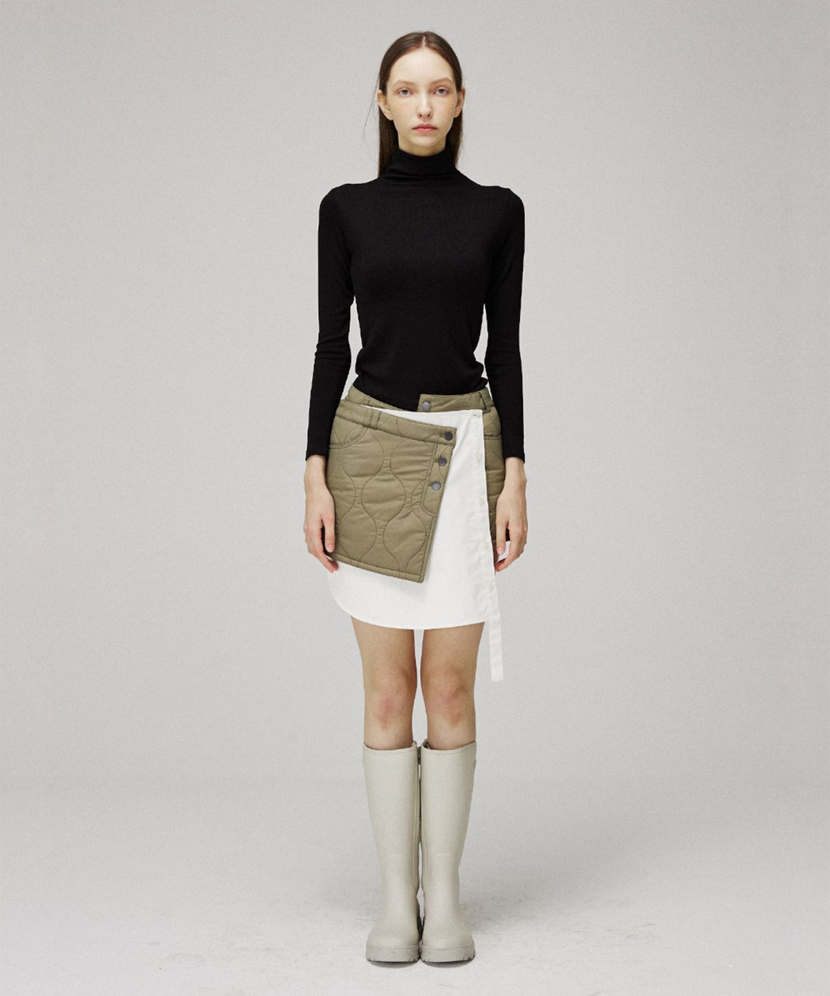 므아므(MMAM) Quilting layered unbalance skirt pants