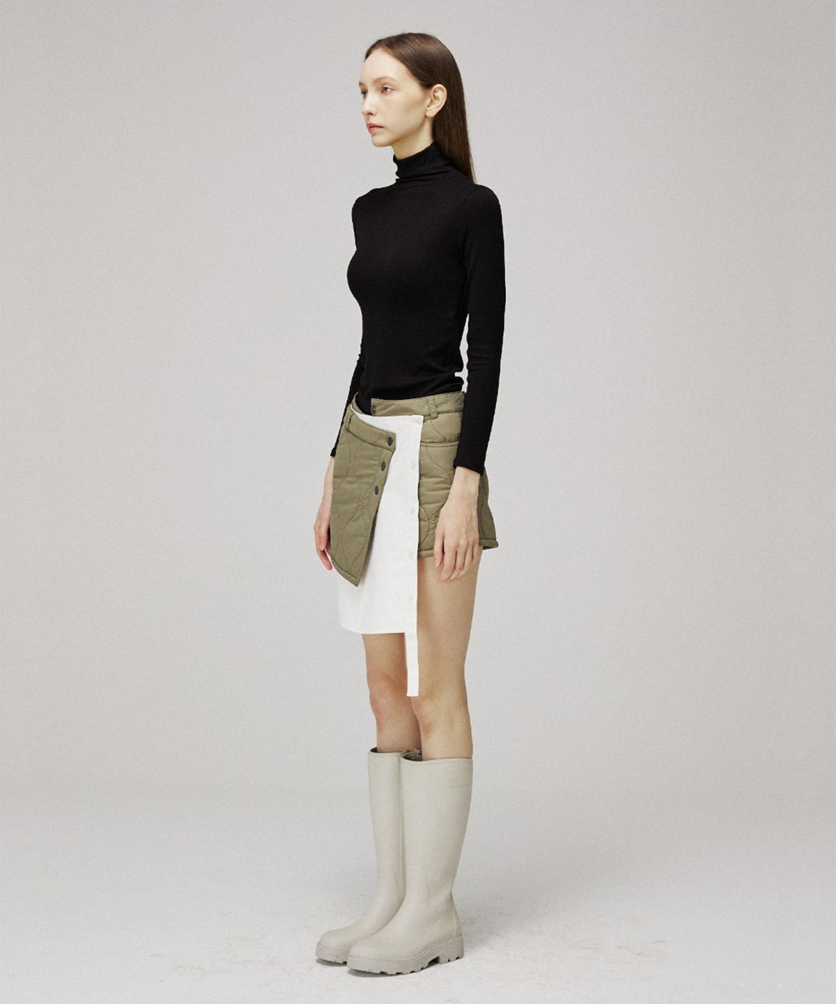 므아므(MMAM) Quilting layered unbalance skirt pants