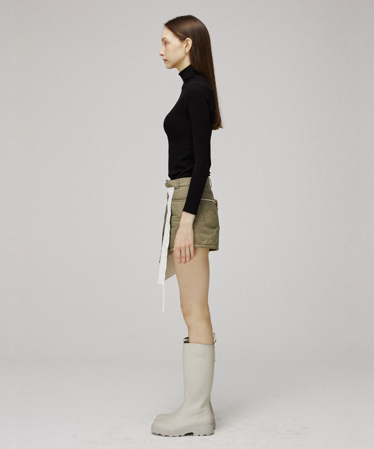 므아므(MMAM) Quilting layered unbalance skirt pants