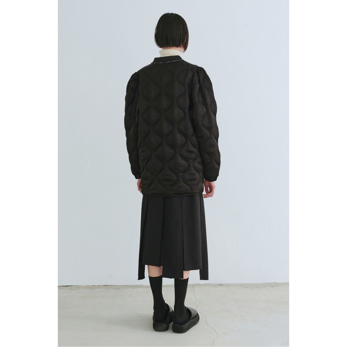 래코드(RECODE) [여성] Quilting Y Line Cardigan Jumper_RQUAW23524BKX
