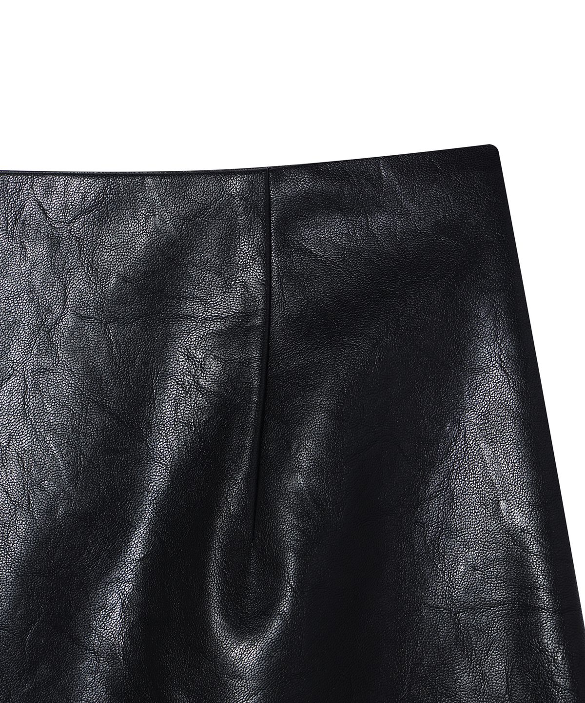 유희(YOUHEE) FUR TRIMMING LEATHER MINI SKIRT BLACK