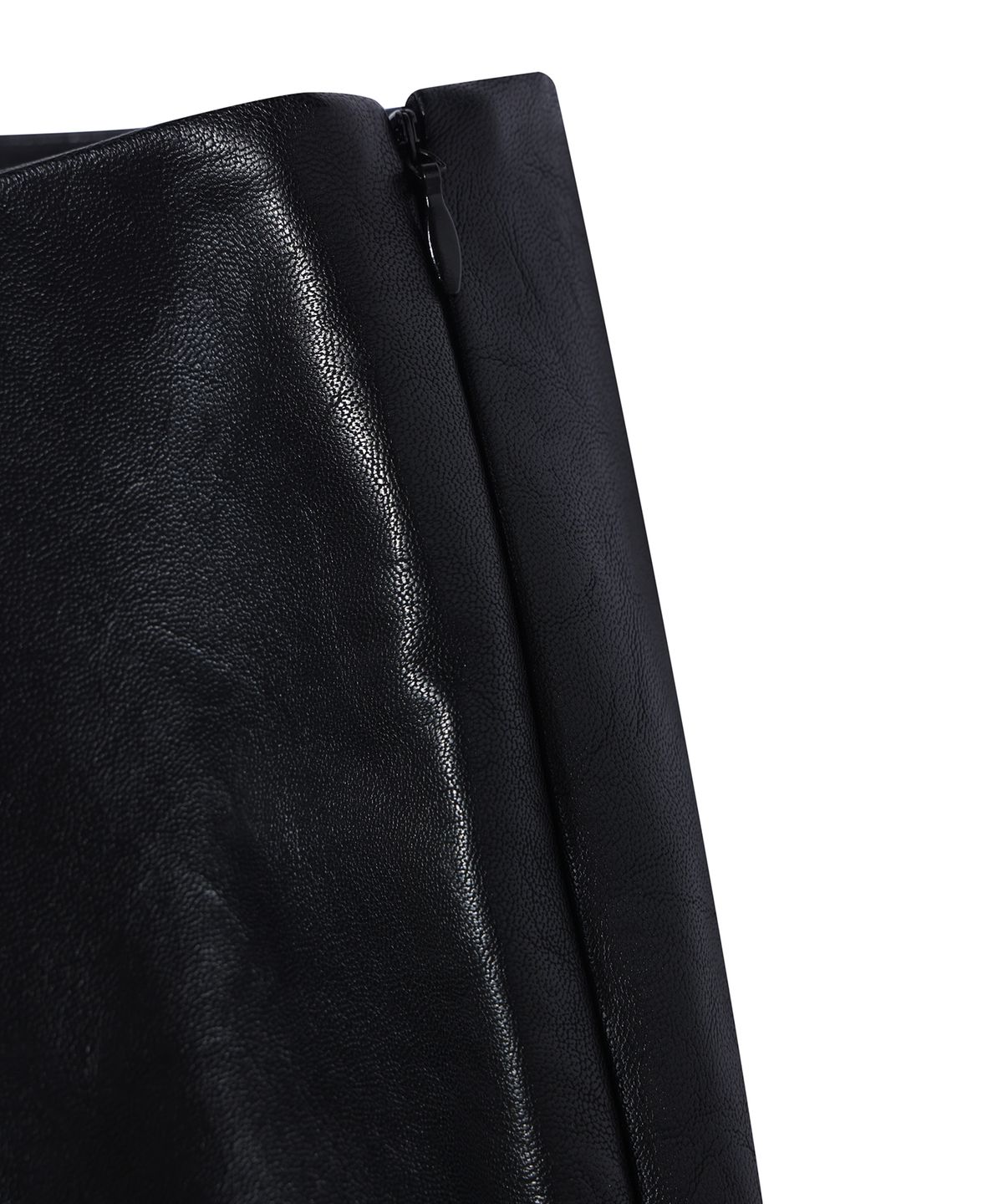 유희(YOUHEE) FUR TRIMMING LEATHER MINI SKIRT BLACK