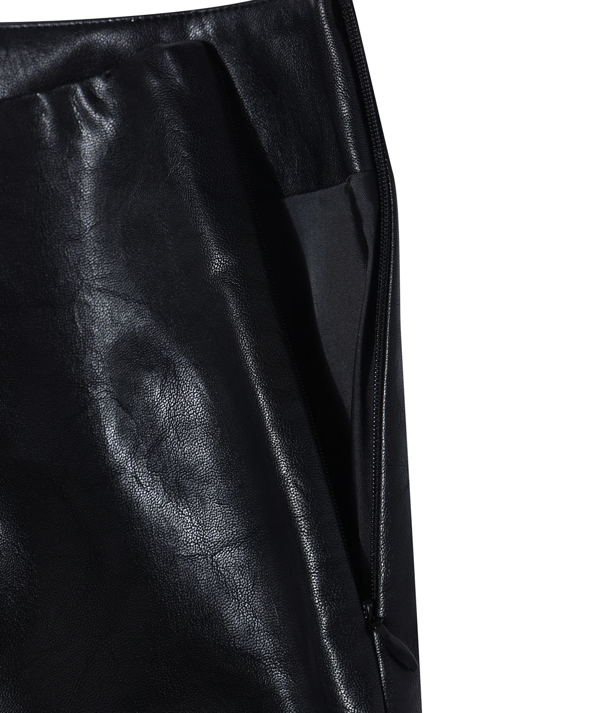 유희(YOUHEE) FUR TRIMMING LEATHER MINI SKIRT BLACK