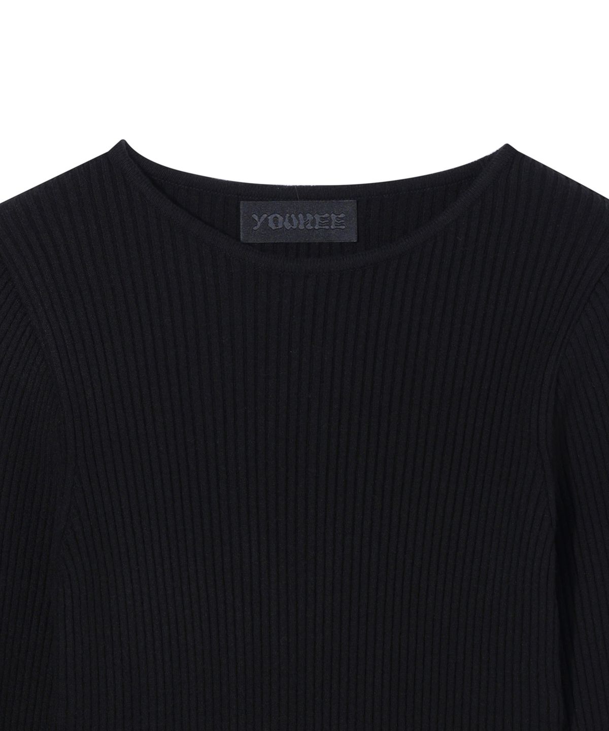 유희(YOUHEE) FUR TRIMMING LONG SLEEVE KNIT BLACK
