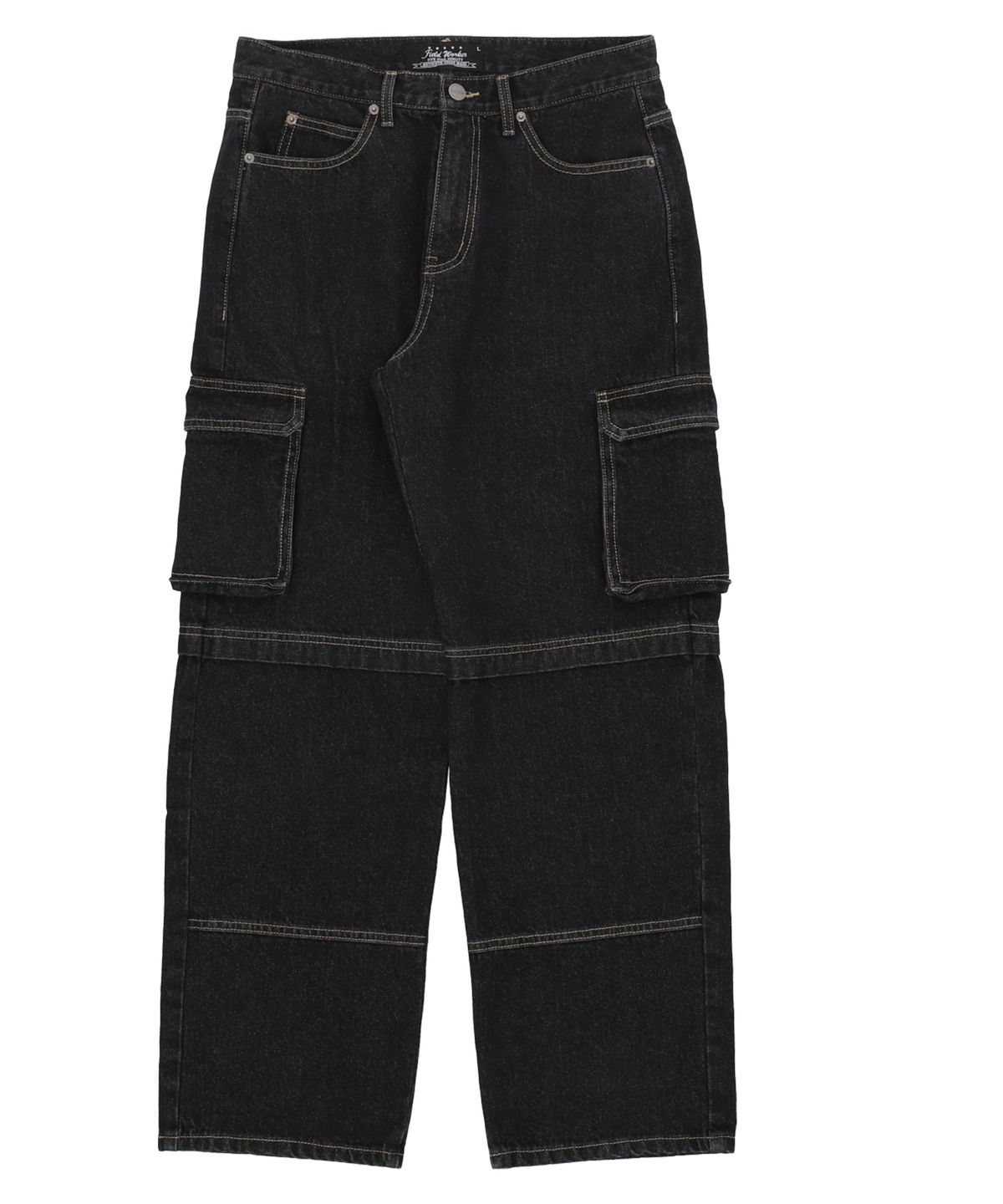 필드워커(FIELDWORKER) CARGO POCKET WIDE DENIM [BLACK]