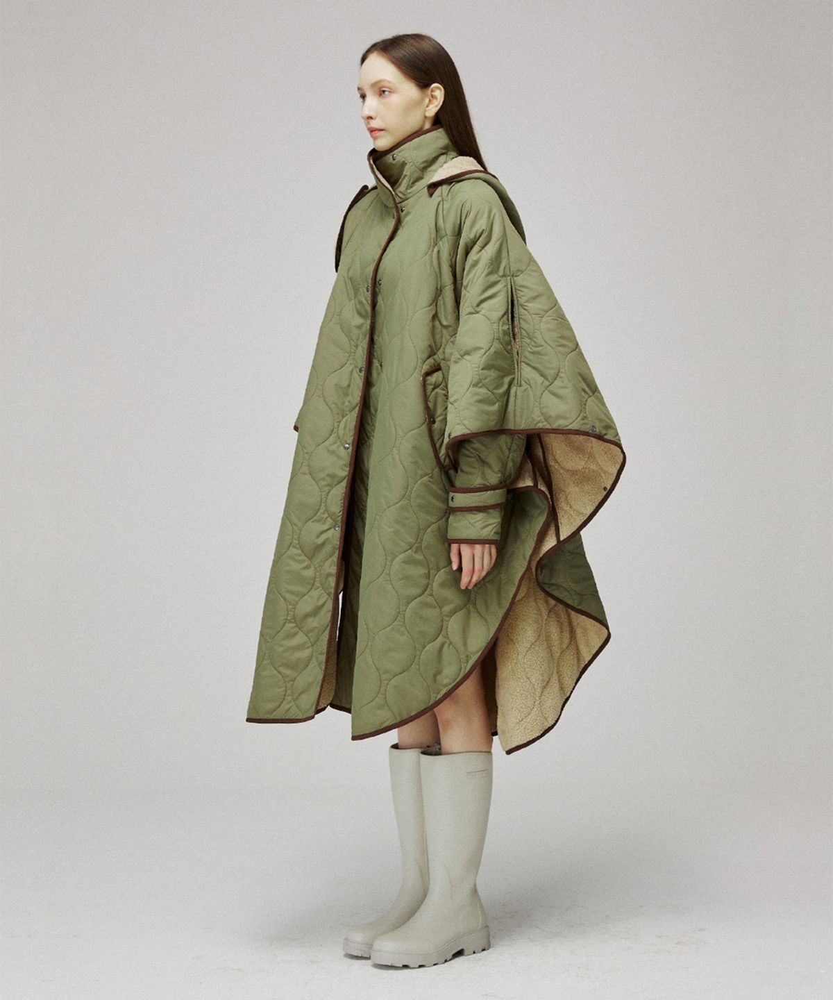 므아므(MMAM) Quilting cape hooded coat