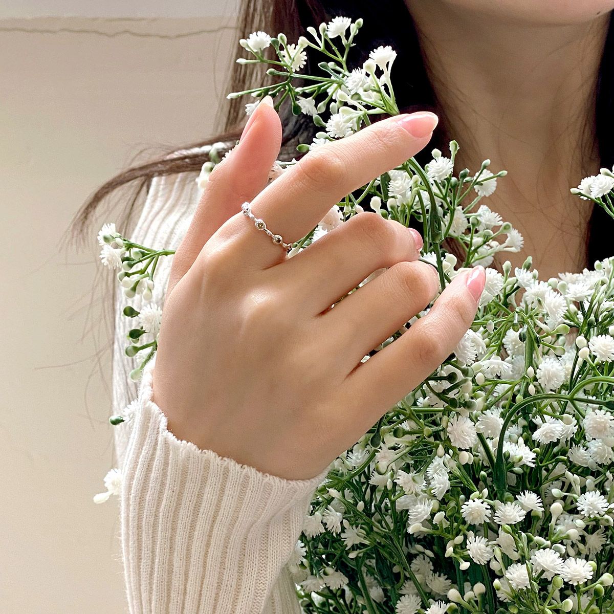 47베이지(47BAG) 925실버 레이어드 실반지 미누/ Minou