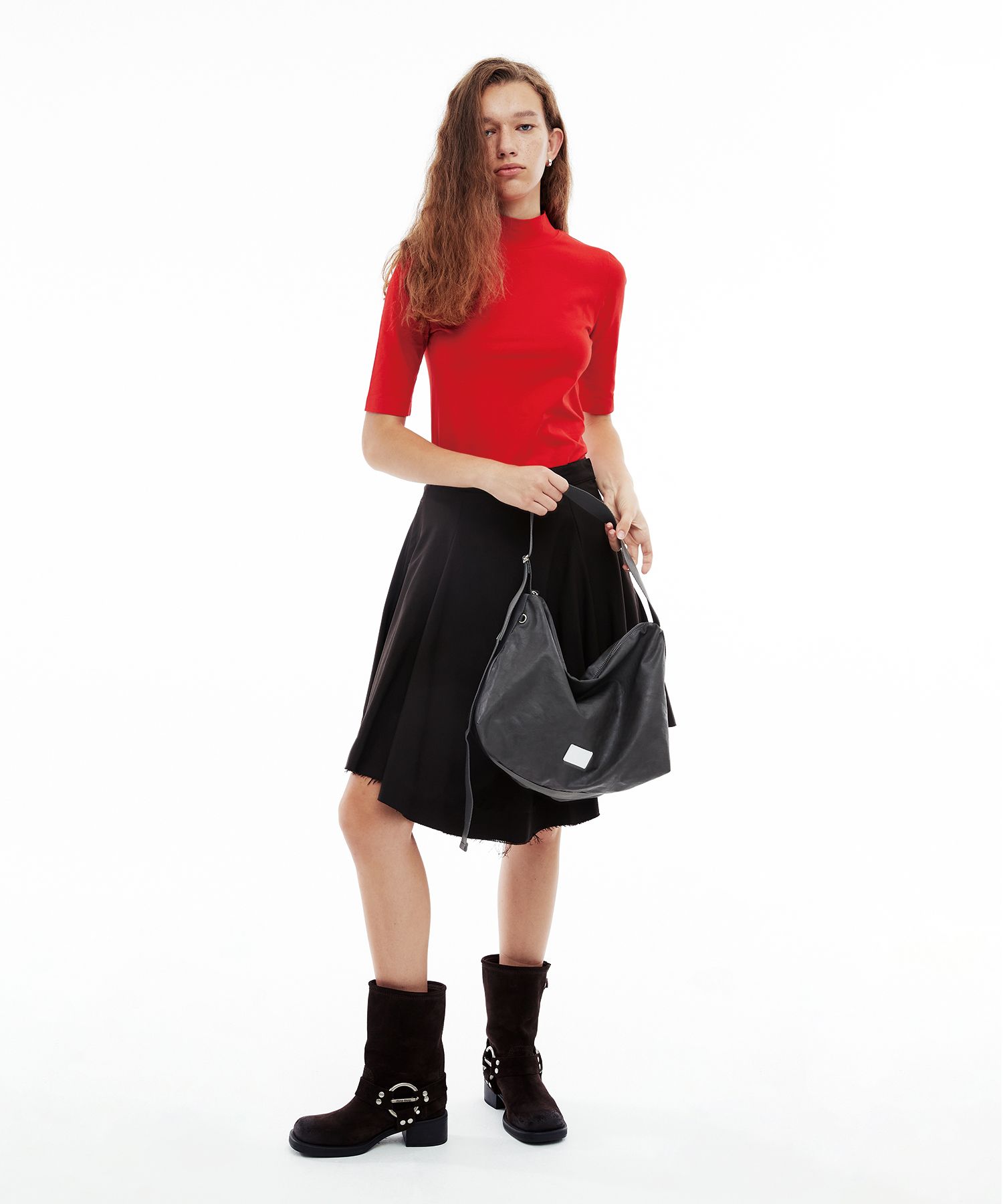 さらに100円引き◆FENNEC◆LEATHER HOBO BAG LEATHER HOBO BAG - BLACK - Fennec