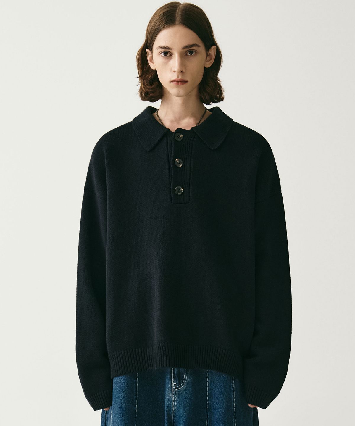 어반드레스(AVANDRESS) Kamen Collar Knit CHARCOAL