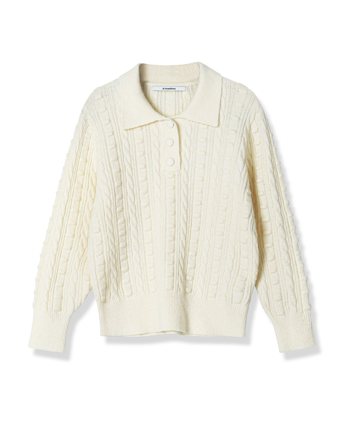 어반드레스(AVANDRESS) Lumpy Collar Button Knit BLACK