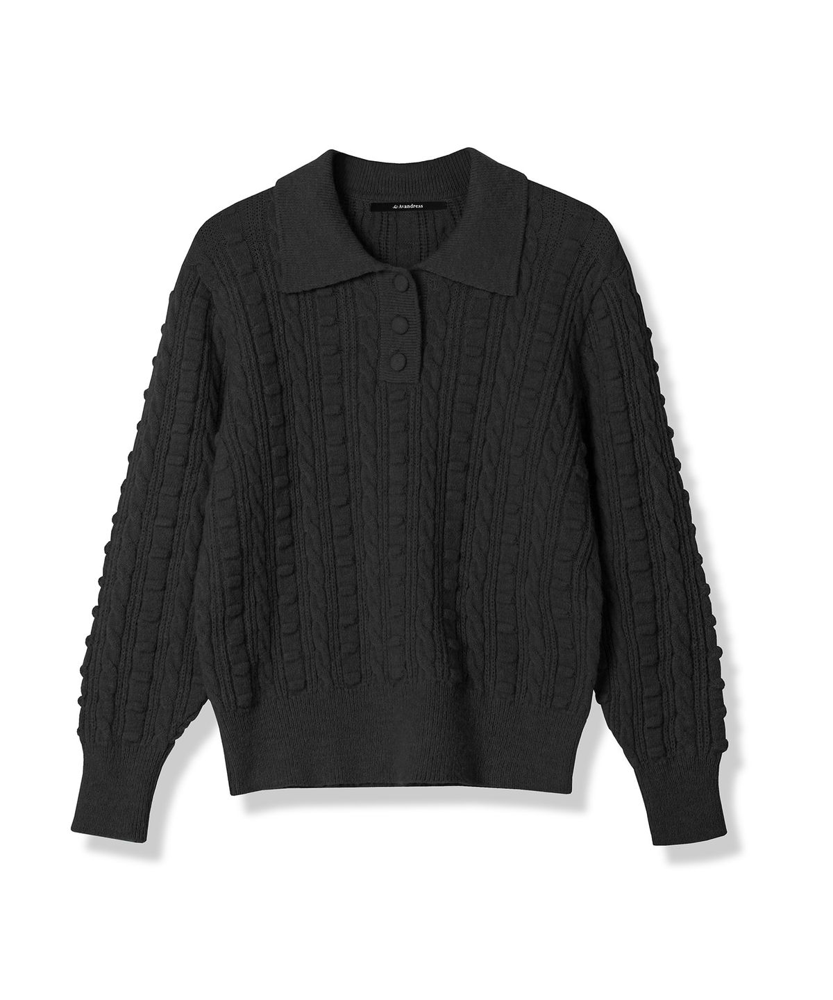 어반드레스(AVANDRESS) Lumpy Collar Button Knit BLUE