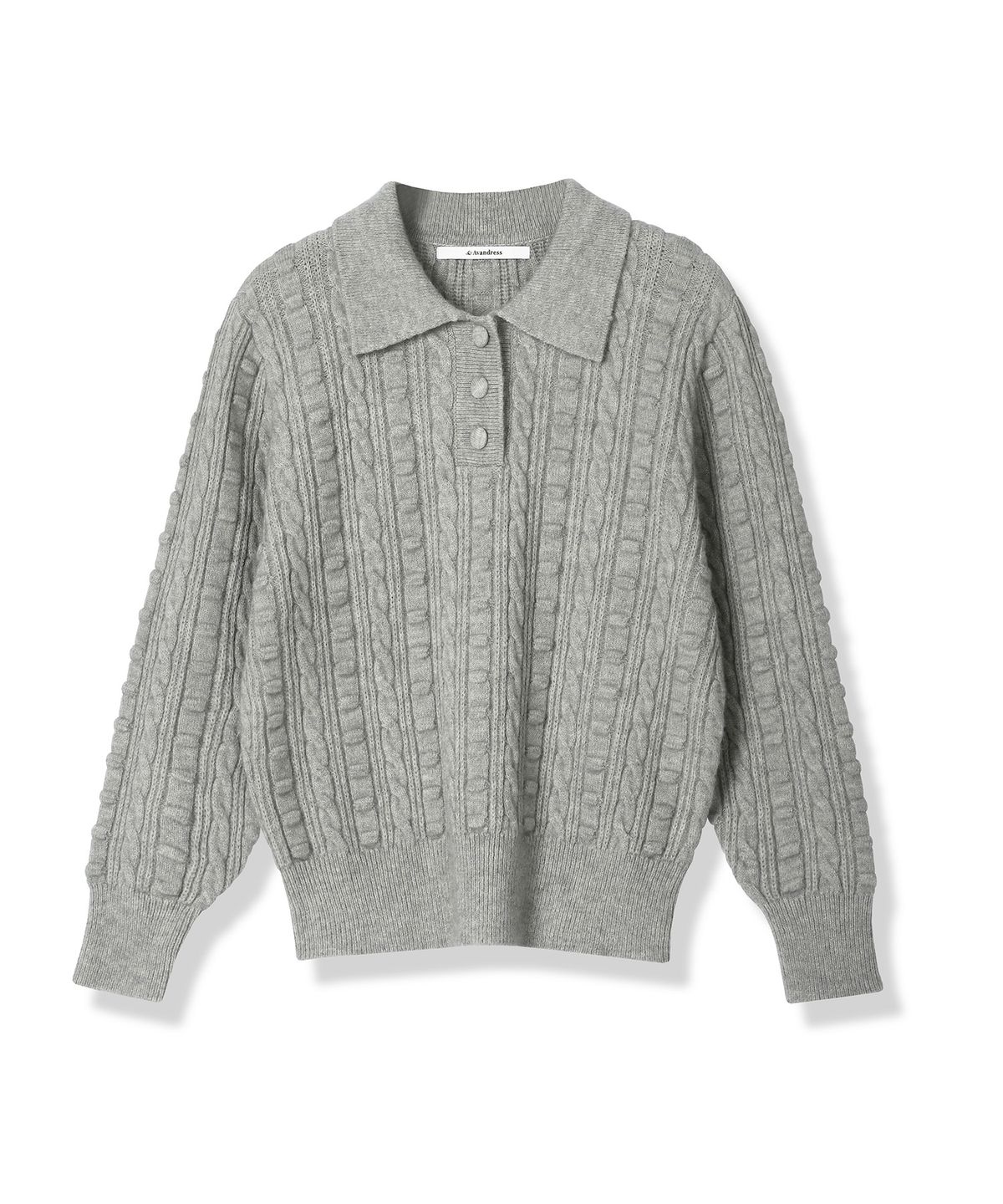 어반드레스(AVANDRESS) Lumpy Collar Button Knit BLUE