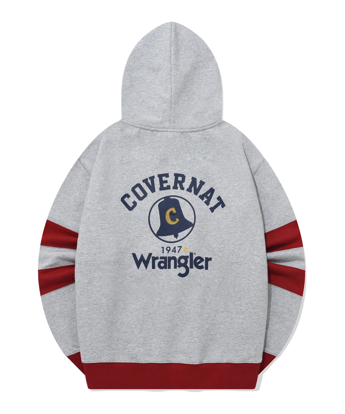 커버낫(COVERNAT) [COVERNAT X WRANGLER] 콜라보 아트웍 절개 배색 후디 레드