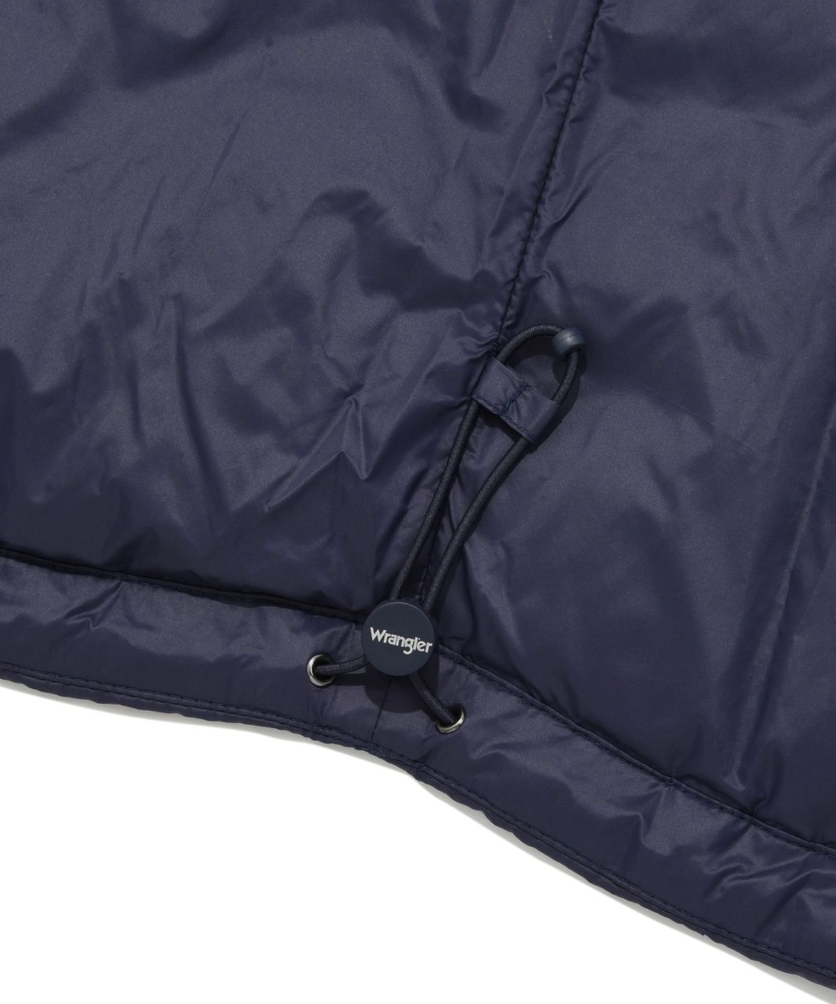 커버낫(COVERNAT) [COVERNAT X WRANGLER] 소매 절개 콜라보 아트웍 경량 패커블 덕 다운 네이비
