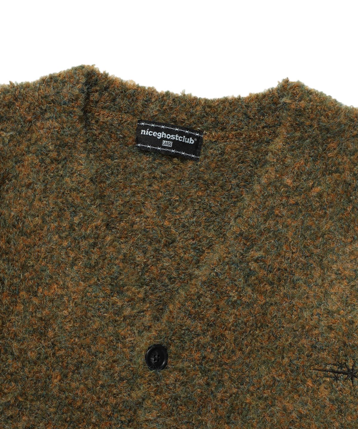 나이스고스트클럽(NICEGHOSTCLUB) BOUCLE 3STARS LOGO CARDIGAN_BROWN(NG2DFUK684A)