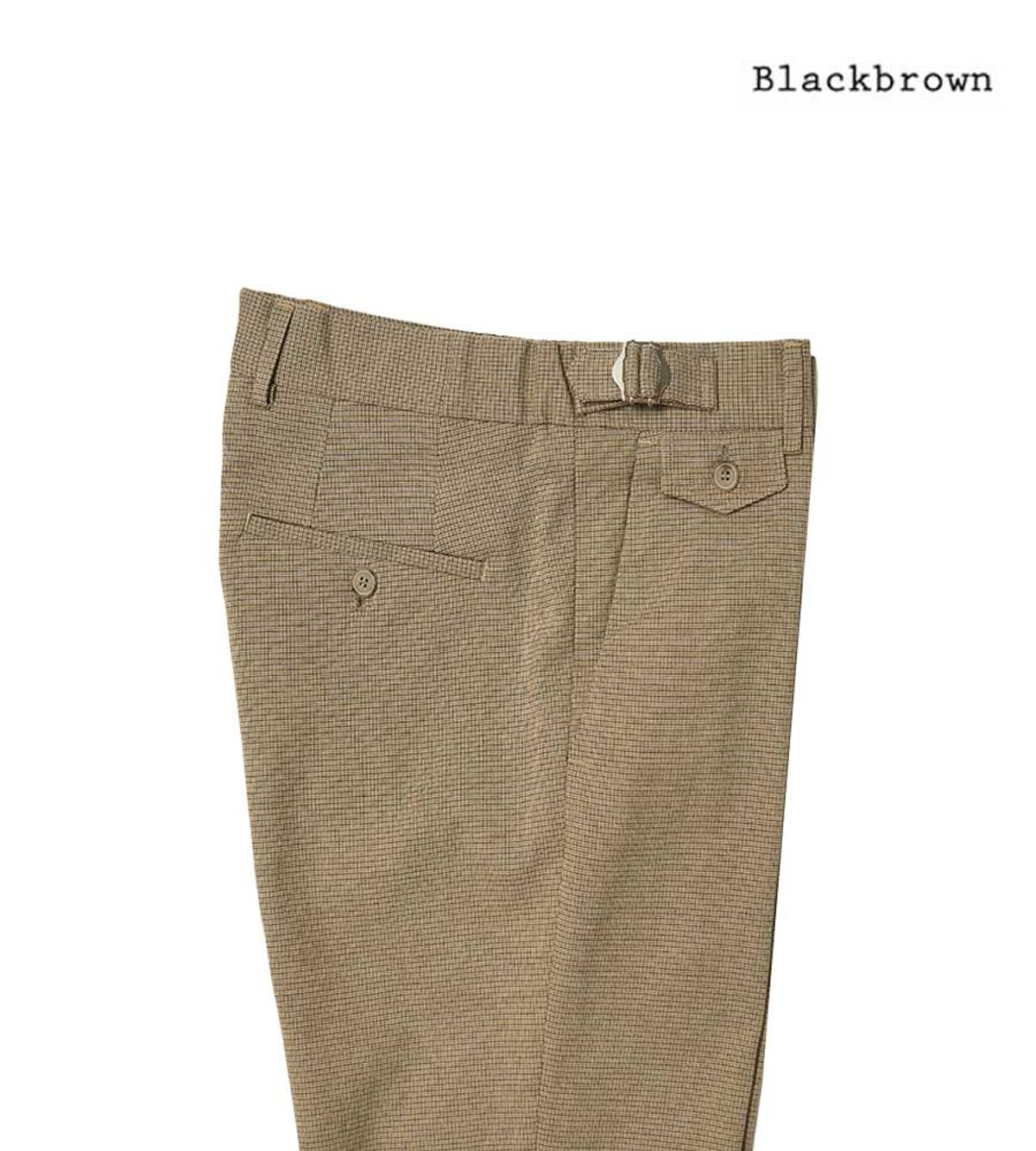 블랙브라운(BLACKBROWN) 사이드 어드저스트 윈도우 페인체크 팬츠  [BROWN]